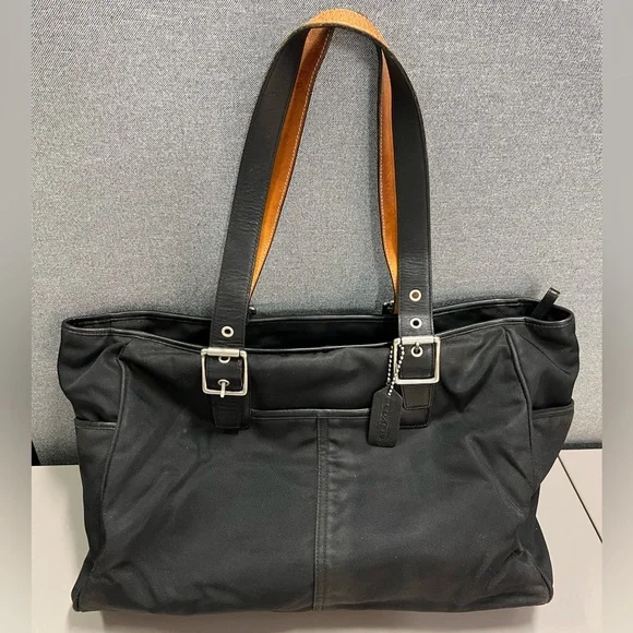 Coach 5173 Nylon Large Black Tote Bag - Picture 3 of 13